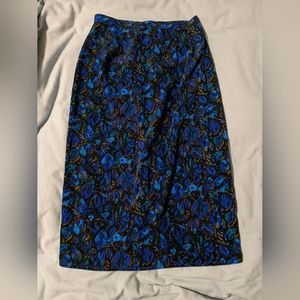 Blue pattern vintage pencil skirt